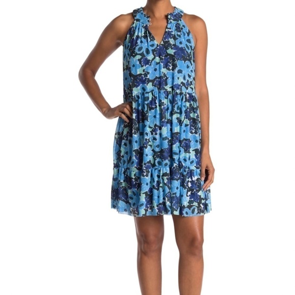 DONNA MORGAN Floral Sleeveless Shift Dress Size 6, SOFT WHITE/ FRENCH BLUE NWT - Picture 2 of 4